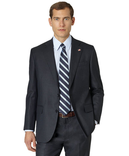 Brooks Brothers Madison Fit Saxxon Wool Navy Tic 1818 Suit