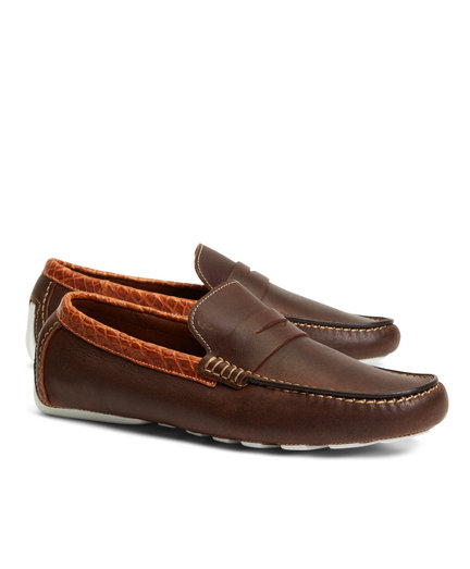 Harrys of London Oiled Kudu and Alligator Penny Driving Loafers