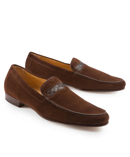 Brooks Brothers Suede Loafers With Alligator Detail