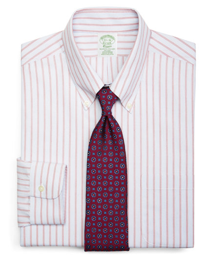 Brooks Brothers Supima® Cotton Non-Iron Extra-Slim Fit Button-Down Broadcloth Split Stripe Dress Shi