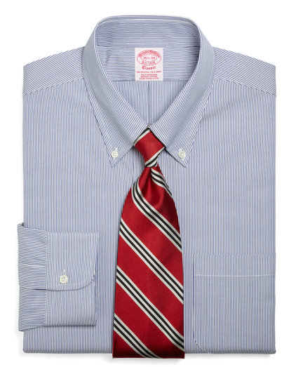 Brooks Brothers Classic All-Cotton Traditional Fit Button-Down Stripe Dress Shirt