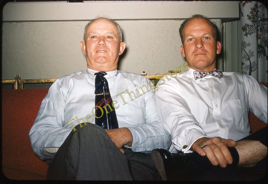 Men Bow Tie Portrait 1950s 35mm Slide Red Border Kodachrome Couch.jpg