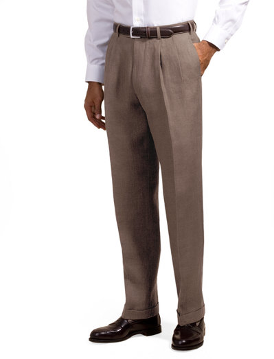 Brooks Brothers Irish Linen Pleat-Front Trousers
