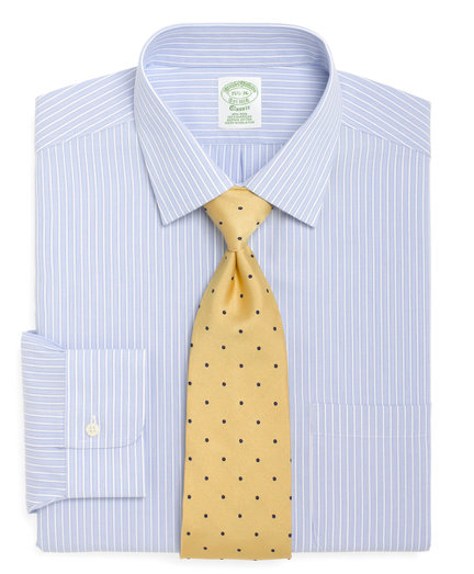 Brooks Brothers Supima® Cotton Non-Iron Extra-Slim Fit End-on-End Ground Stripe Dress Shirt