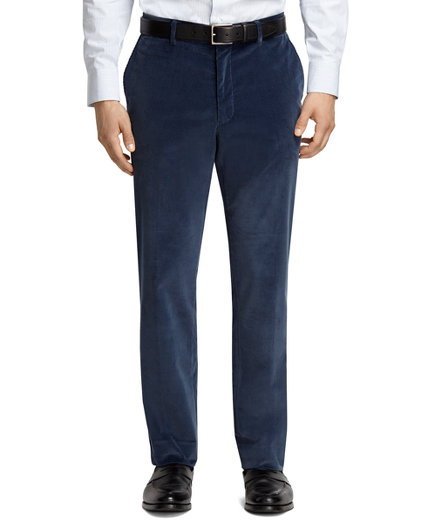 Brooks Brothers Plain-Front Blue Corduroy Trousers