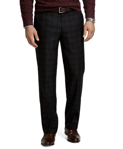 Brooks Brothers Fitzgerald Fit Tartan Plain-Front Dress Trousers