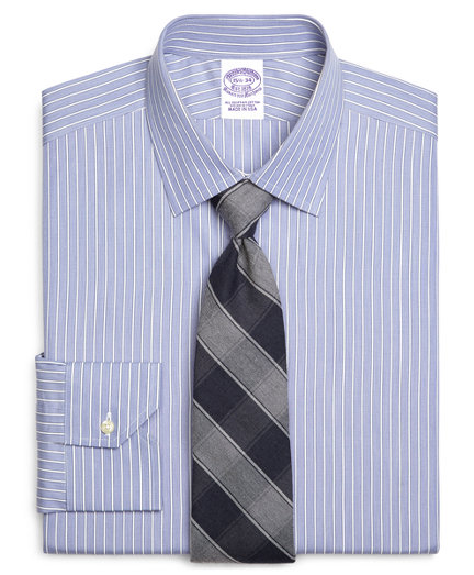 Brooks Brothers Egyptian Cotton Regular Fit Spread Collar Broadcloth Heathered Ground Stripe Luxury 