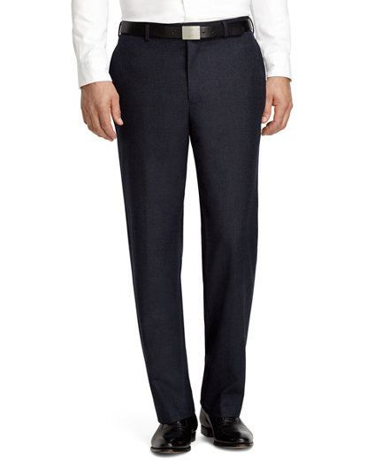 Brooks Brothers Madison Fit Navy Tic Plain-Front Dress Trousers