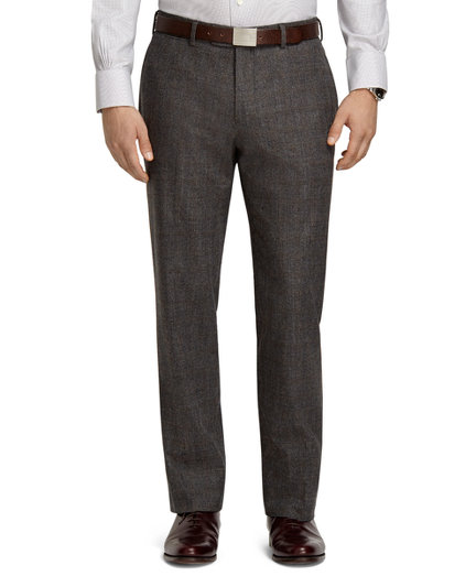 Brooks Brothers Milano Fit Plaid Plain-Front Dress Trousers