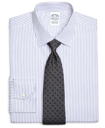 Brooks Brothers Egyptian Cotton Slim Fit Spread Collar Broadcloth Heathered Stripe Luxury Dress Shir