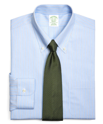 Brooks Brothers Supima® Cotton Non-Iron Extra-Slim Fit Button-Down Broadcloth Triple Alternating Str