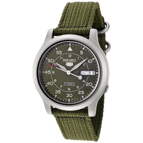 Seiko Men's SNK805 Seiko 5 Automatic Green Canvas Strap Casual Watch