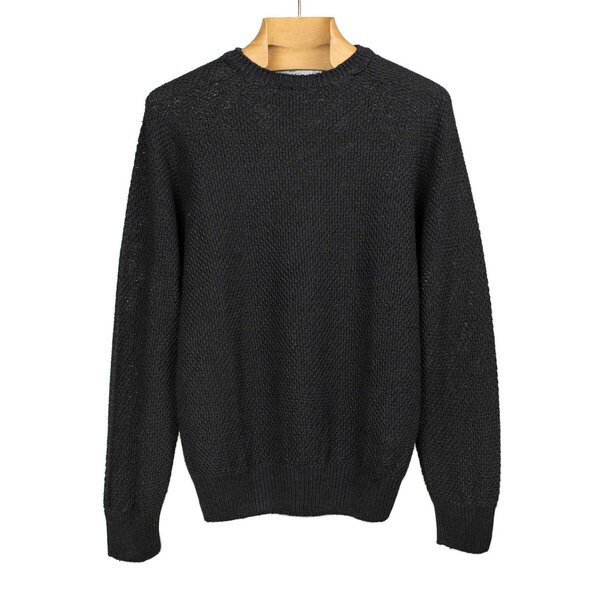 Inis_Meain_Ireland_Spring_Summer_2024_SS24_All-over_moss_stitch_crewneck_sweater_in_Black_line...jpg