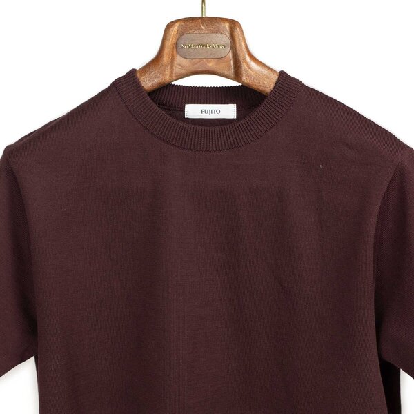 FUJITO_Made_in_Japan_Spring_Summer_2024_SS24_Short sleeve knit t-shirt in chocolate brown (6).jpg