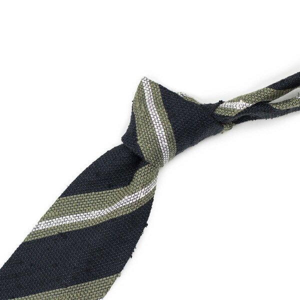 Bigi_Made_in_Italy_Spring_Summer_2024_SS24_Navy_untipped_raw_silk_grenadine_tie_with_olive_and...jpg
