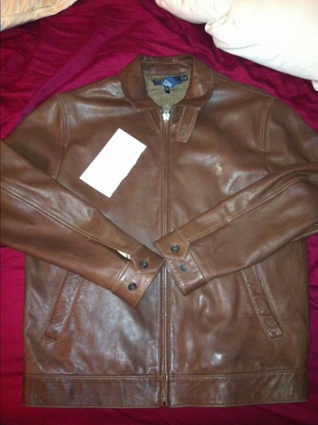 polo brown leather jacket