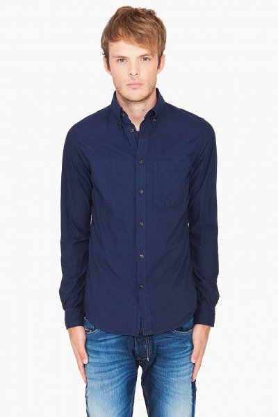 Wings+Horns Overdyed Plaid Shirt $165 Blue 1.jpg