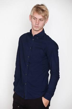 Wings+Horns Overdyed Plaid Shirt $165 Blue 2.jpg