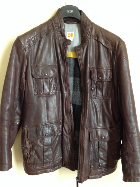 Hugo Boss Orange chocolate leather jacket 40R Styleforum