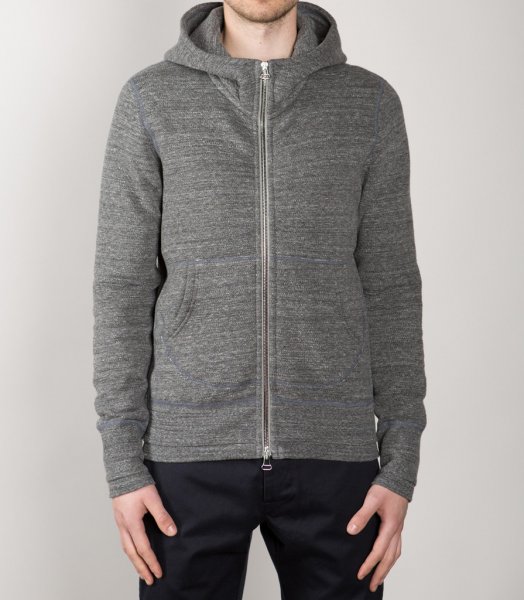 Wings+Horns - Cabin Fleece Full Zip Hooded Sweater Charcoal (2014FW).jpg