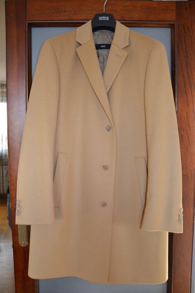 hugo boss camel overcoat