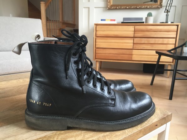 Common Projects Black Leather Combat 