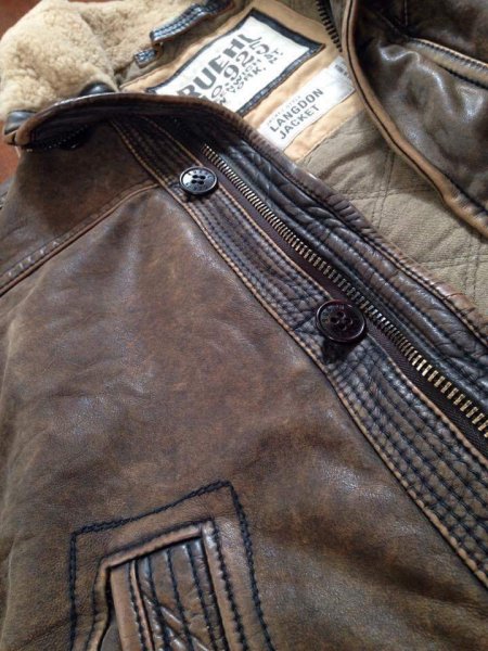 Beautiful men's Ruehl Langdon leather Sherpa lined leather jacket 