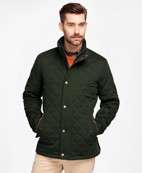 NWT Brooks Brothers BrooksStorm Quilted Wool Jacket XL Green | Styleforum