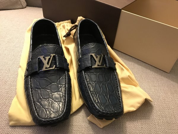 LOUIS VUITTON Monte Carlo Crocodile Leather Shoes Size 10 LV 11 US 44 Euro  10 UK