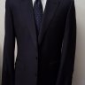 SOLID NAVY HARDY AMIES SUIT (BY RAFFAELE CARUSO), SIZE 40L / 50L SLIM. NEVER WORN!