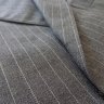 H. Freeman for The English Shop of Princeton 3/2 sack suit in grey pinstripe. c.42, 44.