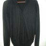 U-NI-TY Paris black cashmere cardigan with pinstripe collar, L