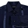 STEFANO RICCI Deep Blue 100% SILK Satin Stripe Mens Luxury Dress Shirt - 16.5