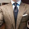 E. ZEGNA MILANO FIT BROWN SUBTLE HERRINGBONE CASHMERE SPORT COAT