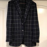 Eidos Navy w/ Cream Windowpane Summer Sportcoat Tenero 38R