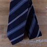 DRAKE'S navy blue wool silk mix striped tie - NWOT