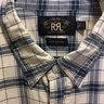 * SOLD * RRL Short Sleeve Work Shirt Cream/Blue Plaid Size Large