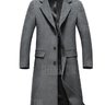 Lapel Single Breasted Wool Blend Longline Coat - GRAY XL