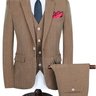 Slim-fit Pinstriped Business Three Piece Suit - BROWN 3XL