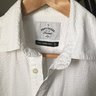 *SOLD* Portuguese Flannel White Seersucker Popover SS Shirt - Size Small