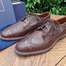 DROP! Made in the USA. Brooks Brothers Sturdy Waxy Leather Brogues!  Boxed, shoe bags!  Size 9