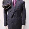 SOLD! 44R Brioni ticket pocket double breasted charcoal gray stripes men 2 piece suit