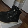 SOLD - Visvim - 7-Hole 73 Folk Boots - Black Suede and Textile - Lightly Worn - Sz US 10