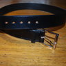 Equus black leather belt with palladium finish buckle 34.5" x 1.4"