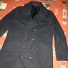 [SOLD] Mens double breasted grey wool hunting military army pea coat jacket winter trench loden L