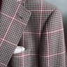 Gray w/ red check custom sport coat Knot Standard 40L dual vents 4" notch lapel