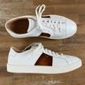 SANTONI white leather sneakers - Size 8 US / 7 UK / 41 EU - New in Box
