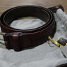 SOLD New Canali Belt Burgundy & Black Perf Detail Belt Size 90 EU / 36 US Retail $215