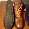 SOLD! NIB Franceschetti Hand Patina Whisky Brown Leather High Top Sneakers 44
