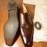 SOLD! NIB SANTONI Chestnut Brown Calfskin Plain Toe Derby UK11.5/US12